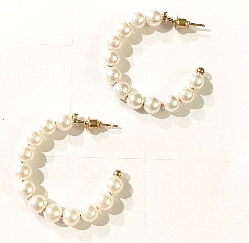 Pearl Hoop Earrings*
